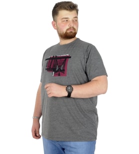 Mode XL Büyük Beden T-Shirt Bisiklet Yaka Bridge 22167 Antramelanj