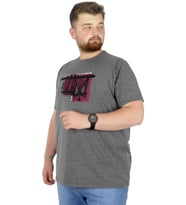 Mode XL Büyük Beden T-Shirt Bisiklet Yaka Bridge 22167 Antramelanj