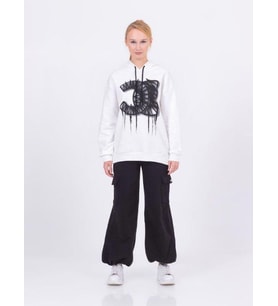 Kız Çocuk Pamuklu Kapüşonlu Baskılı Sweatshirt