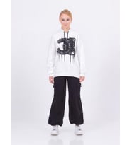 Kız Çocuk Pamuklu Kapüşonlu Baskılı Sweatshirt