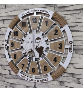 Lavinta54 Kişiye Özel  Ahşap Halatlı Duvar Saati