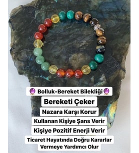 Doğal Taş Bolluk Bereket Bilekliği ( Kaplangözü - Malahit - Sitrin - Akil - Aventurin )