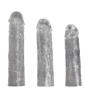 OdinsShop Ucu Dolgulu Uzatmalı 3'lü Şeffaf Penis Kılıfı Seti