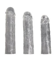 OdinsShop Ucu Dolgulu Uzatmalı 3'lü Şeffaf Penis Kılıfı Seti