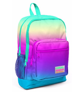 Coral High Pembe-Yeşil-Mavi Renk Desenli İlkokul ve Günlük Sırt Çantası - Kız Çocuk