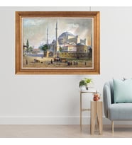 Altın Varaklı Çerçeveli Paspartulu  Tablo fty855 (Gold)