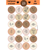 24 Adet - Bohem Autumn Sprint Sticker - Hediye Paketi Sticker - Çiçek Sticker - Yaprak Sticker (Pembe)