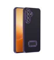Samsung Galaxy A36 Kılıf Kamera Korumalı Logo Gösteren Şeffaf Kapak (Mor)