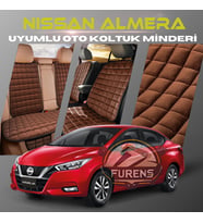 Nissan Almera Kahverengi Renk Tay Tüyü Cepli & Terletmez Sırtlı Oto Koltuk Minder Seti - Koltuk Koruma Kılıfı (ÖN & ARKA TAM SET)