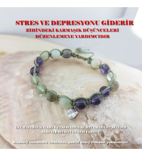 Vaoov 925 Ayar Gümüş Doğal Taşlı Stres ve Depresyona Karşı Enerji Bilekliği