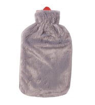 Biggdesign Cats Gri Peluş Sıcak Su Torbası, Yumuşak Kılıf, 2 L, Kedili Tasarım, 20x35, Su Sızdırmaz