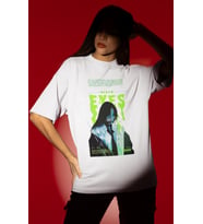 Tasarım Billie Eilish Şarkıcı Baskılı Unisex Oversize Tişört