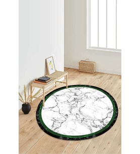 Dijital Baskılı Kaymaz Taban Yıkanabilir Yuvarlak Salon Halısı Koridor Halısı Paspas NDY-HT-806 (Yeşil)
