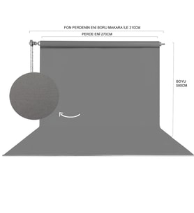 270X580CM GRİ FON PERDE SETİ VE ASKISI