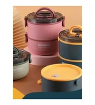 1200 ML 2 KATLI ÇELİK BESLENME KABI KAŞIK İLE