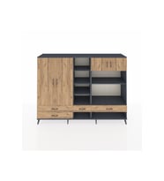 Hyperion Dolap 12 Raflı 4 Çekmeceli 4 Kapaklı 220x44x163 Antrasit-Çam