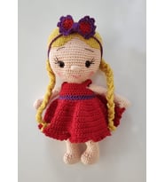 Sarı Örgülü Kız Bebek Amigurumi Organik Oyuncak