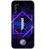 Reeder S19 Max Pro S Kılıf HD Desen Baskılı Arka Kapak - Dark Neon Yaprak I Harfi