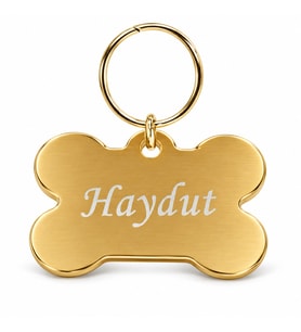 Kemik Şeklinde Pet Künye - Kedi veya Köpek İçin (Gold)