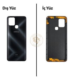 Infinix Note 10 Siyah Uyumlu Arka Kapak Arka Cam Batarya Pil Kapağı Lazer Kesim Back Cover