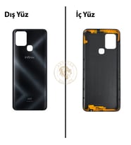 Infinix Note 10 Siyah Uyumlu Arka Kapak Arka Cam Batarya Pil Kapağı Lazer Kesim Back Cover
