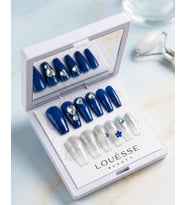 Louésse Royal Blue Glow Takma Tırnak 12’li Lacivert Parlak Taşlı Mirror Glow Nail