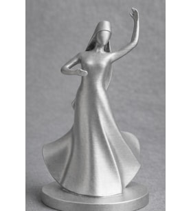 15 cm Detaylı Hediyelik Kafkas Adige Çerkes Dansçı Biblosu 3D Heykelcik Gümüş Renk