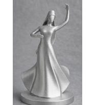 15 cm Detaylı Hediyelik Kafkas Adige Çerkes Dansçı Biblosu 3D Heykelcik Gümüş Renk