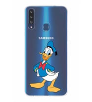 Samsung Galaxy A20s  Kapak Donald Duck Tasarımlı Şeffaf Silikon Kılıf