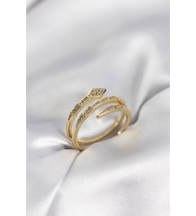 Yılan Model Gold Renk Zirkon Taşlı Kadın Yüzük TJ-BYK3979