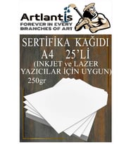 A4 Sertifika Kağıdı Kalın 25 Adet Gramajlı Fotokopi Kağıdı 250 gr Tüm Yazıcılara Uyumlu 21x29.7 cm Kalın Baskı Kağıdı (Beyaz)