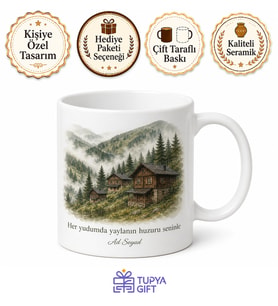 Rize Yayla Evleri Baskılı Kupa Bardak Karadeniz Hediye Porselen Mug