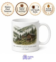 Rize Yayla Evleri Baskılı Kupa Bardak Karadeniz Hediye Porselen Mug