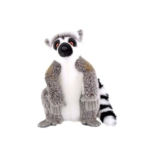 Oturan Lemur 28 Cm Figürlü Peluş Oyuncak (Beyaz)