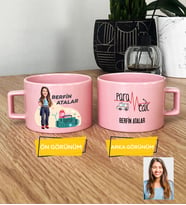 Kişiye Özel Karikatürlü Paramedik Hediye Pastel Fincan Kadın Paramediğe Tıp Bayramı Hediyesi (Pembe)