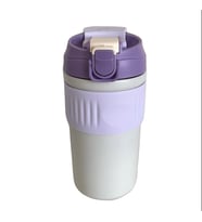 ÇİFT KAPAKLI PİPETLİ YENİ SERİ STAINLESS STEEL 450 ml SICAK/SOĞUK MAG BARDAK TERMOS (Mor)