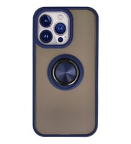 iPhone 13 Pro Max Kılıf Montreal Yüzüklü Silikon Kapak - Lacivert