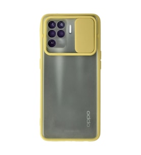 Oppo Reno 5 Lite Kılıf Palm Buzlu Kamera Sürgülü Silikon - Sarı