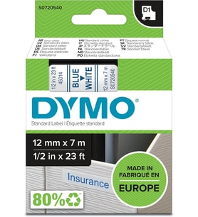 Dymo S0720540, D1 Yedek Şerit (12 Mm X 7 Mt), Beyaz/Mavi (45014)