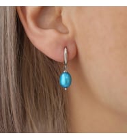 925 Ayar Gümüş Barock Ocean Blue Tatlısu İncisi Küpe-7mm