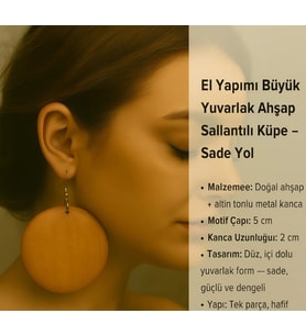Büyük Yuvarlak Ahşap Sallantılı Küpe – Sade Yol