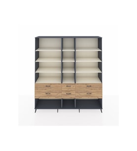Hyperion Dolap 12 Raflı 6 Çekmeceli  220x44x243 Antrasit-Aytaşı/Çam