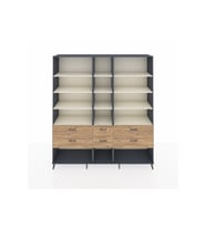 Hyperion Dolap 12 Raflı 6 Çekmeceli  220x44x243 Antrasit-Aytaşı/Çam