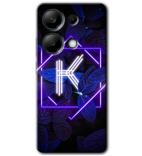 Redmi Note 13 Pro 4G Kılıf HD Desen Baskılı Kılıf - Dark Neon Yaprak K Harfi