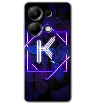 Redmi Note 13 Pro 4G Kılıf HD Desen Baskılı Kılıf - Dark Neon Yaprak K Harfi