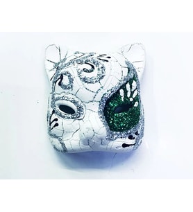Yeşil Renk İşlemeli Seramik Malzemeden İmal Venedik Kedi Model Magnet