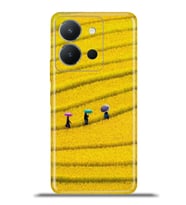 Vivo Y36 Kapak HD Renkli Dizayn Silikon Kılıf - Sarı Tarla