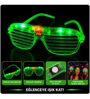 LED Işıklı Panjur Parti Gözlüğü Yeşil Renk Gözlük