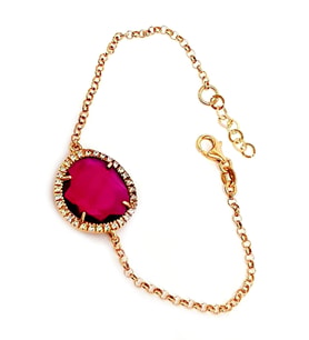 Zirkon Taşlı   925 Ayar Gümüş Rose Bileklik