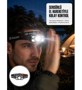 Şarj Edilebilir LED Far Hareket Sensörlü 5 Modlu Outdoor Yeni Nesil